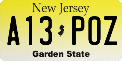 NJ license plate A13POZ