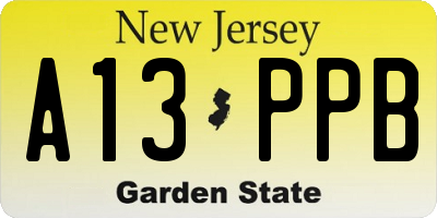 NJ license plate A13PPB