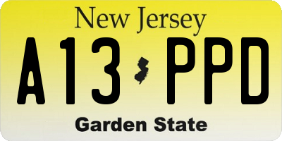 NJ license plate A13PPD