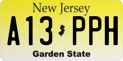 NJ license plate A13PPH