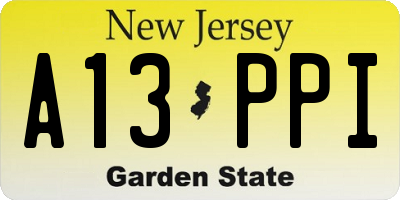 NJ license plate A13PPI