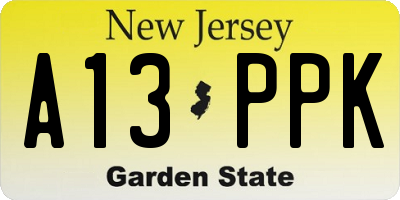 NJ license plate A13PPK