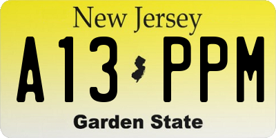 NJ license plate A13PPM