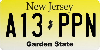 NJ license plate A13PPN