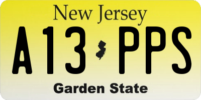 NJ license plate A13PPS