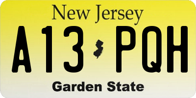 NJ license plate A13PQH