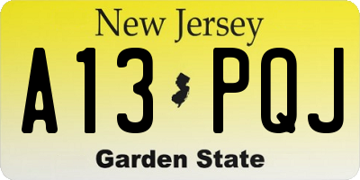 NJ license plate A13PQJ
