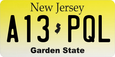 NJ license plate A13PQL