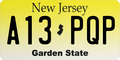 NJ license plate A13PQP