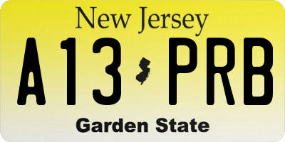 NJ license plate A13PRB