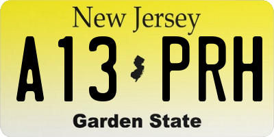 NJ license plate A13PRH