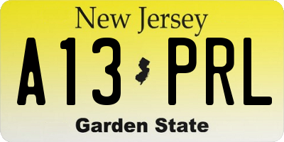 NJ license plate A13PRL