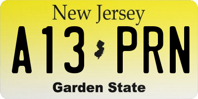 NJ license plate A13PRN