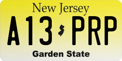 NJ license plate A13PRP