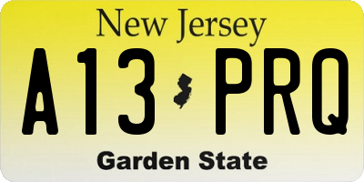 NJ license plate A13PRQ