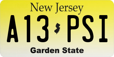 NJ license plate A13PSI