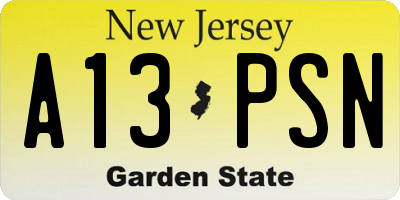 NJ license plate A13PSN