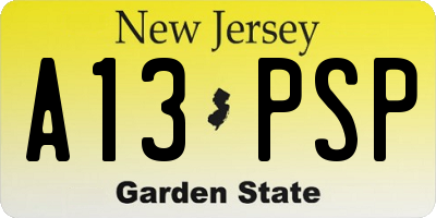 NJ license plate A13PSP