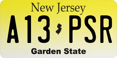 NJ license plate A13PSR