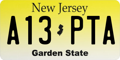 NJ license plate A13PTA