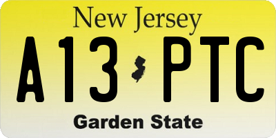 NJ license plate A13PTC