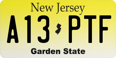 NJ license plate A13PTF
