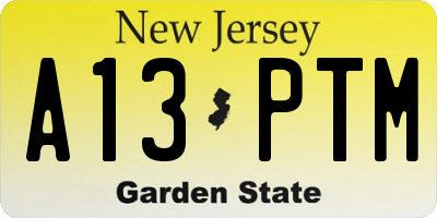 NJ license plate A13PTM