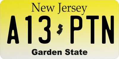 NJ license plate A13PTN