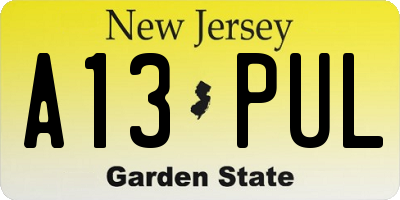 NJ license plate A13PUL