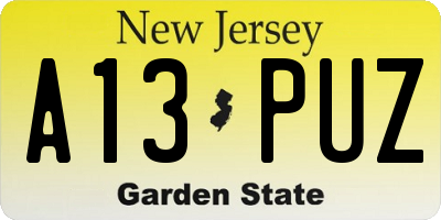 NJ license plate A13PUZ