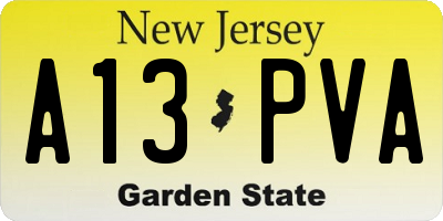 NJ license plate A13PVA