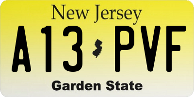 NJ license plate A13PVF
