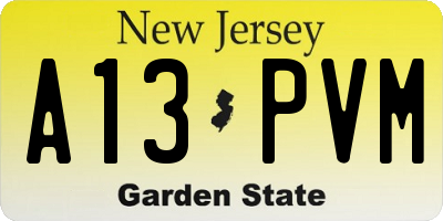 NJ license plate A13PVM
