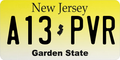 NJ license plate A13PVR