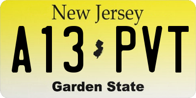 NJ license plate A13PVT