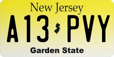 NJ license plate A13PVY