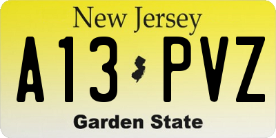 NJ license plate A13PVZ