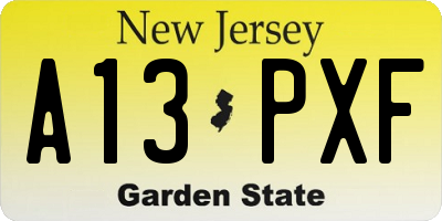 NJ license plate A13PXF