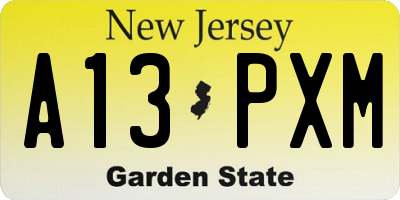 NJ license plate A13PXM