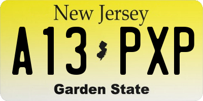 NJ license plate A13PXP