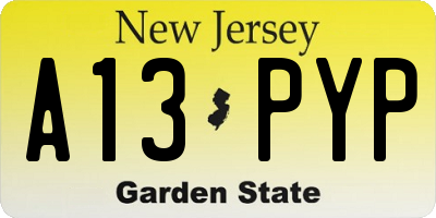 NJ license plate A13PYP