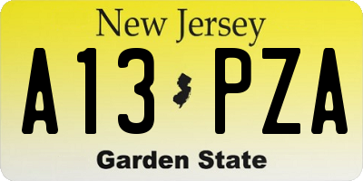 NJ license plate A13PZA