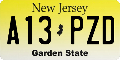 NJ license plate A13PZD