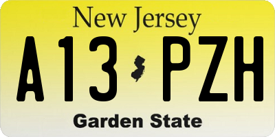 NJ license plate A13PZH
