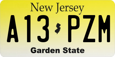 NJ license plate A13PZM