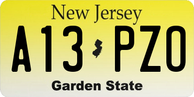 NJ license plate A13PZO