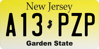 NJ license plate A13PZP