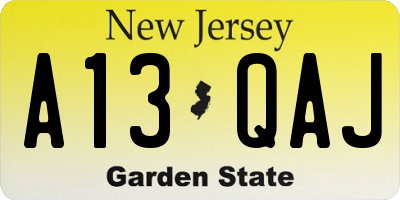 NJ license plate A13QAJ