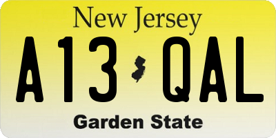 NJ license plate A13QAL