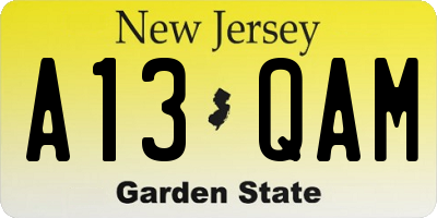 NJ license plate A13QAM